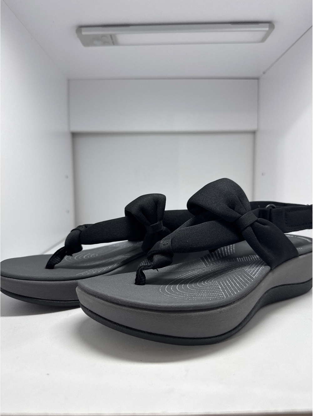 Clarks Arla Nicole Black Textile Sandals - Comfy Chic for 5M